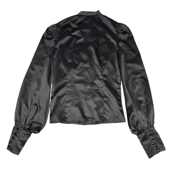 Sexy, elegant and Feminine Tom Ford Black Satin Blouse with bow, Sz XXS - Picture 3 of 11
